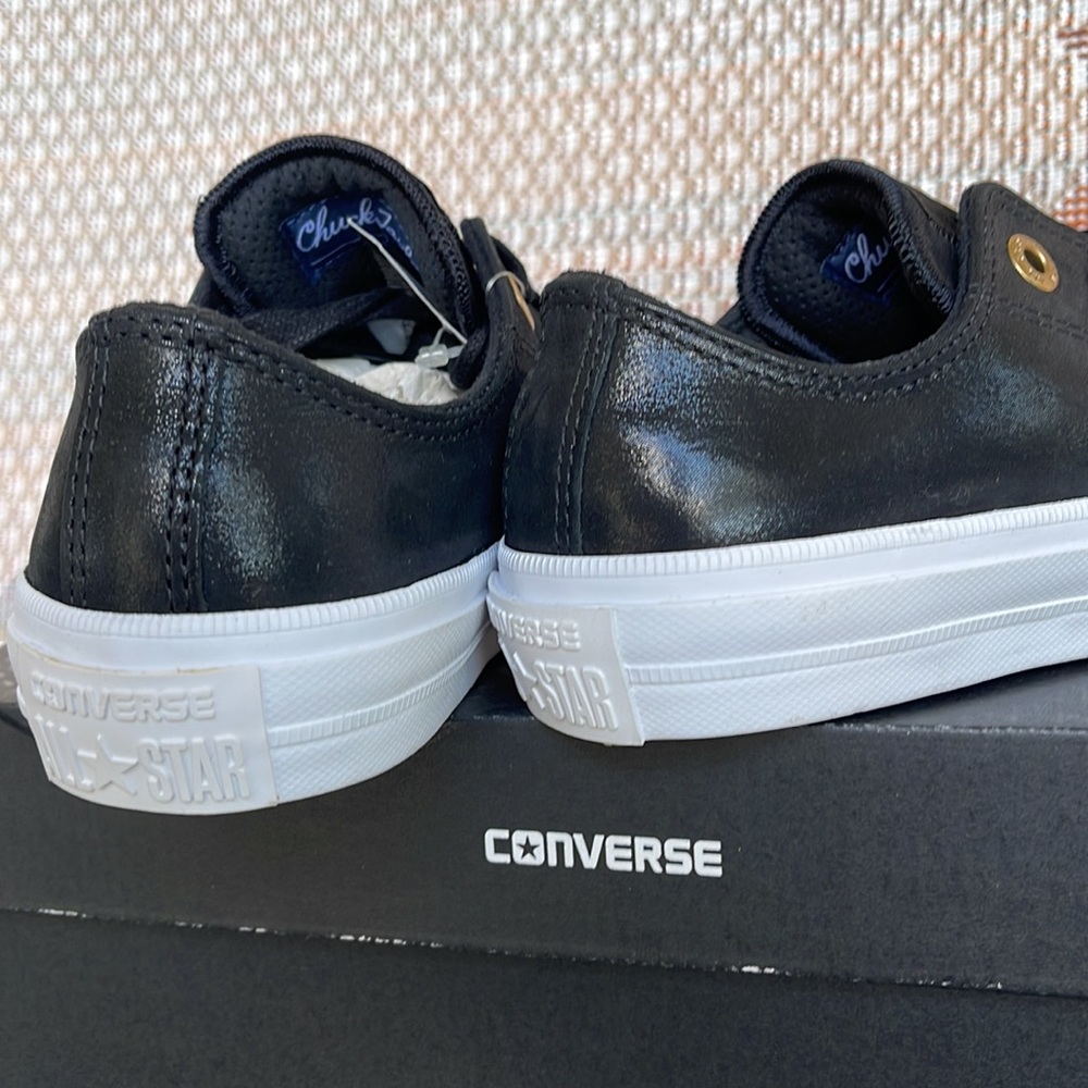 Converse WMNS Chuck Taylor All Stars ll OX 555958C BLACK/BLACK/WHITE Sneakers - Picture 15 of 16